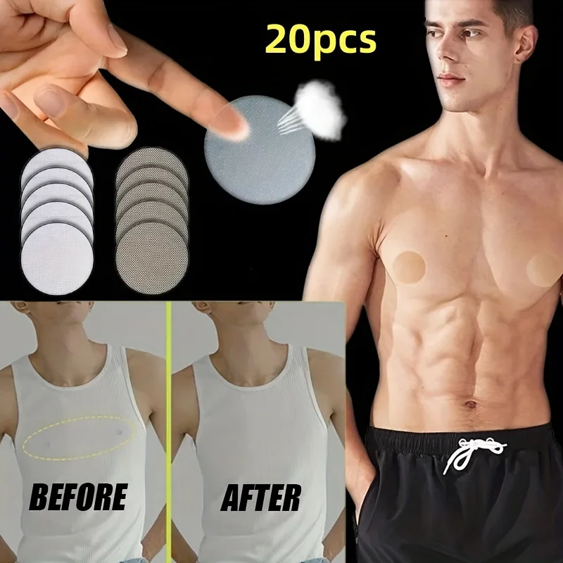 20pcs Men Breathable Disposable Nipple Covers, Invisible Sweat Proof Anti-Show Nipple Concealer Stickers For Sports Daily Use