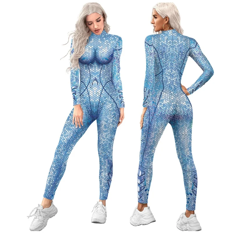 Aquaman Arthur Curry Atlantis Queen Mera Catsuit Cosplay Jumpsuit Halloween Women Girls Zentai Carnival Fancy ball Bodysuit