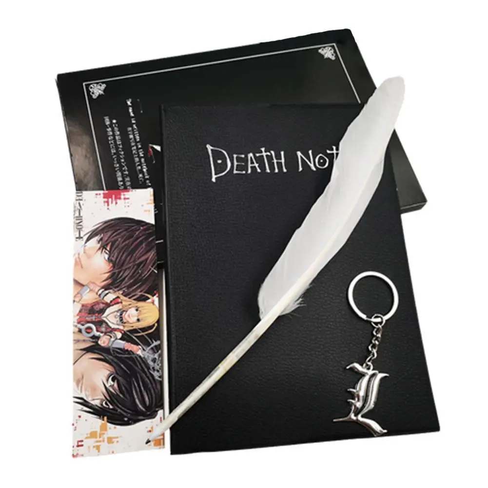 Death Notebook Set Leather Journal and Necklace Feather Pen Death Cosplay Props Journal Note Pad Note Notepad for Gift