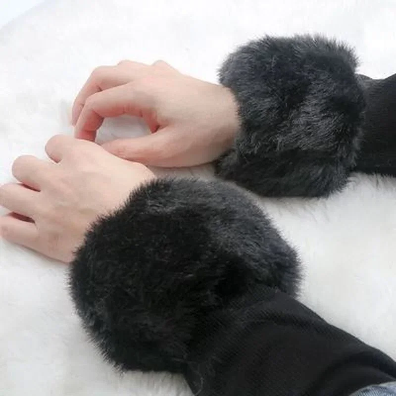 Women Winter Warm Wrist Protection Gloves Sleeves Come with Elastic Plush Windproof Cold Resistant Products Arm Protection Tools