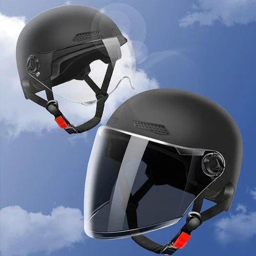 Imagen 2 del producto 1 pieza 3C certificado hombres y mujeres adultos dibujos animados bicicleta eléctrica motocicleta medio casco con gafas casco de seguridad para bicicleta