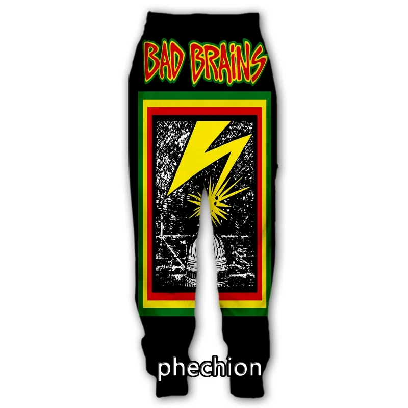 

phechion Men/Women Bad Brains Band 3D Printed Casual Pants Fashion Streetwear Men Loose Sporting Long Trousers F30