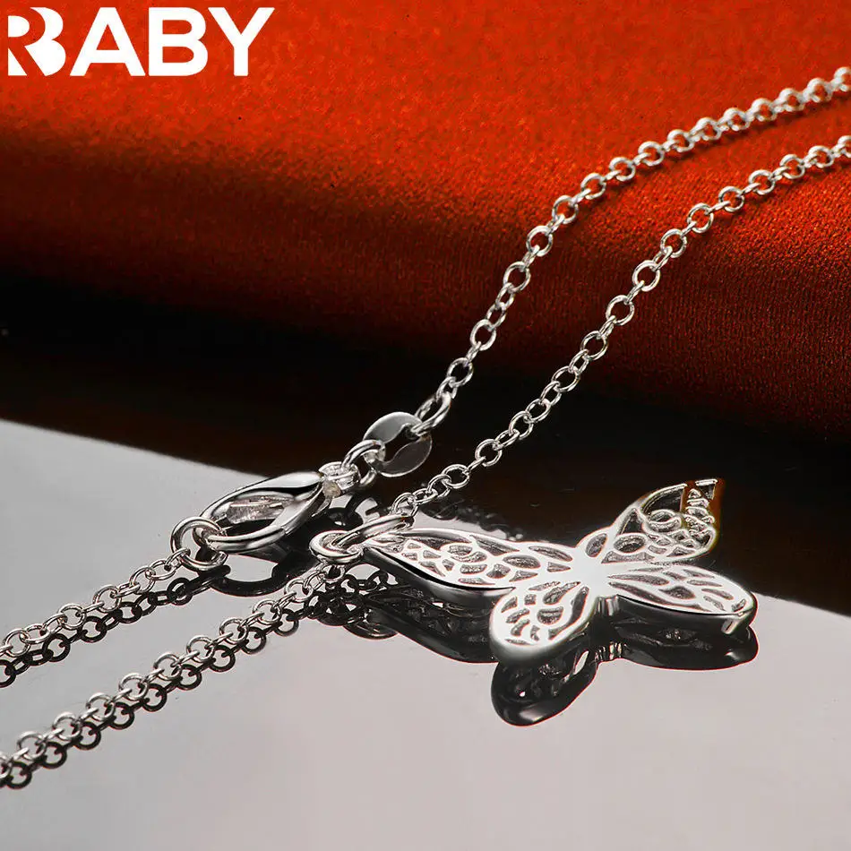 URBABY 40-75cm 925 Sterling Silver Hollow Butterfly Pendant Necklace For Women Charm Trend Birthday Gifts Fashion Party