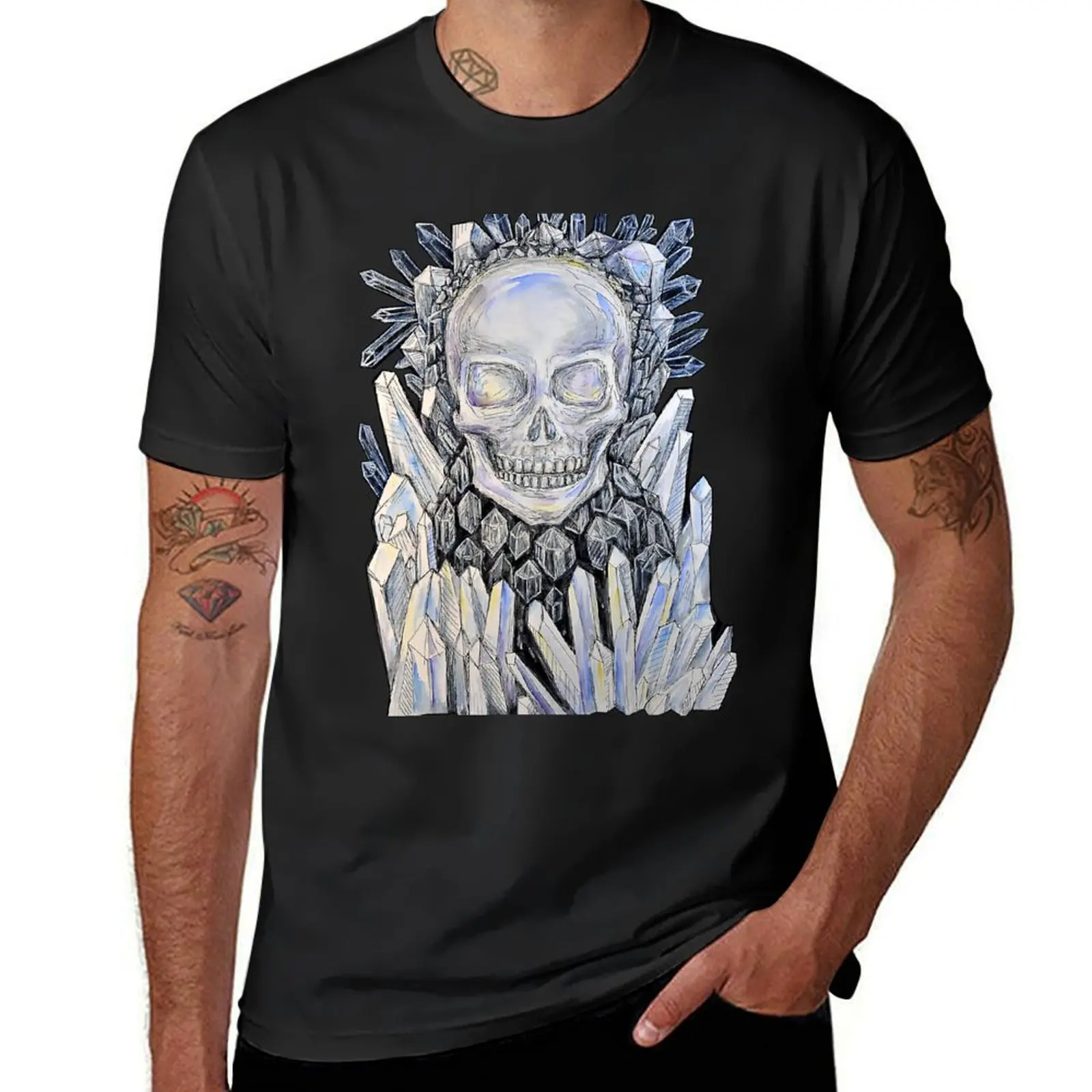 Сrystal skull. Visualization of minerals series T-Shirt blanks blacks mens t shirts casual stylish