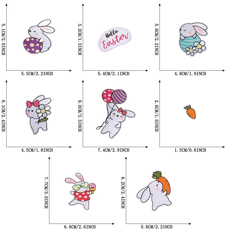 8 stücke Kaninchen Eisen Patch Niedlichen Tier Gestickte Jacken Für Kleidung Im Freien Nähen Auf Diy Lot Anime Mädchen Pack Aufkleber kinder Stoff – Detail 2