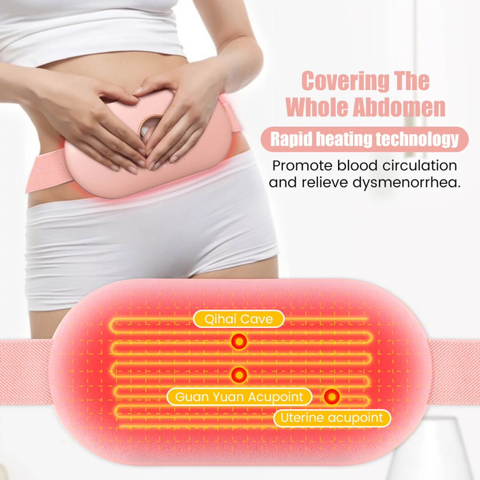 Menstrual Heating Pad Abdominal Massager Smart Warm Palace Belt Waist Vibration Massage Device for Cramps Period Pain Relief