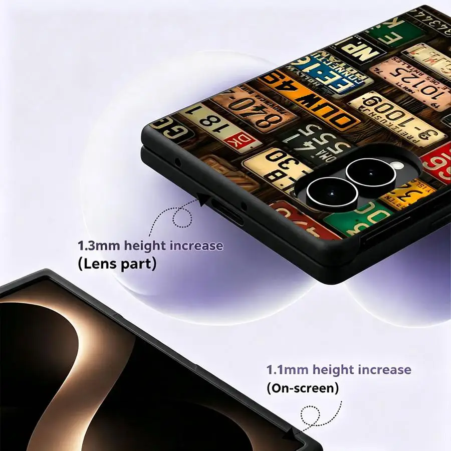 Luxury Phone Cover Case for Samsung Galaxy Z Fold8 Wide ZFold Wide Z Fold 8 ZFold8 Retro Car Number Plates - view 4