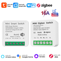 16A Tuya WiFi/Zigbee Mini Smart DIY Switch 2 Way Control with Energy Monitor Smart Home Automation Breaker for Alexa Google Home