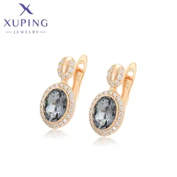 Xuping Jewelry New Arrival Fashion Women Crytsal Hoop Earring of Gold Color Birthday Gift X000602300