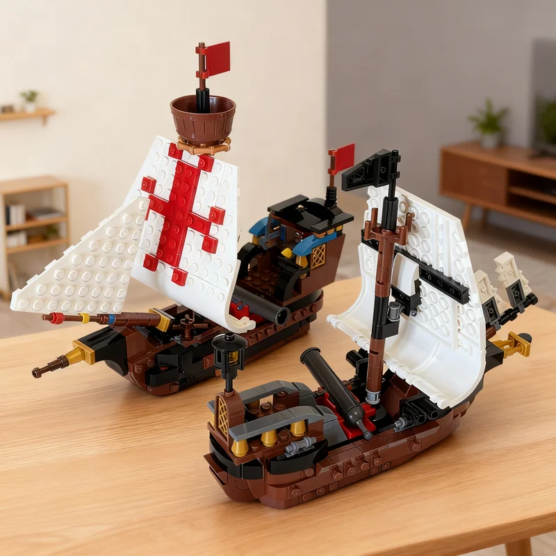 518pcs MOC Creator 3-in-1 31109 Sea Battle Model Christmas Gift Creative Assembly Collection And Ideas Art Craft