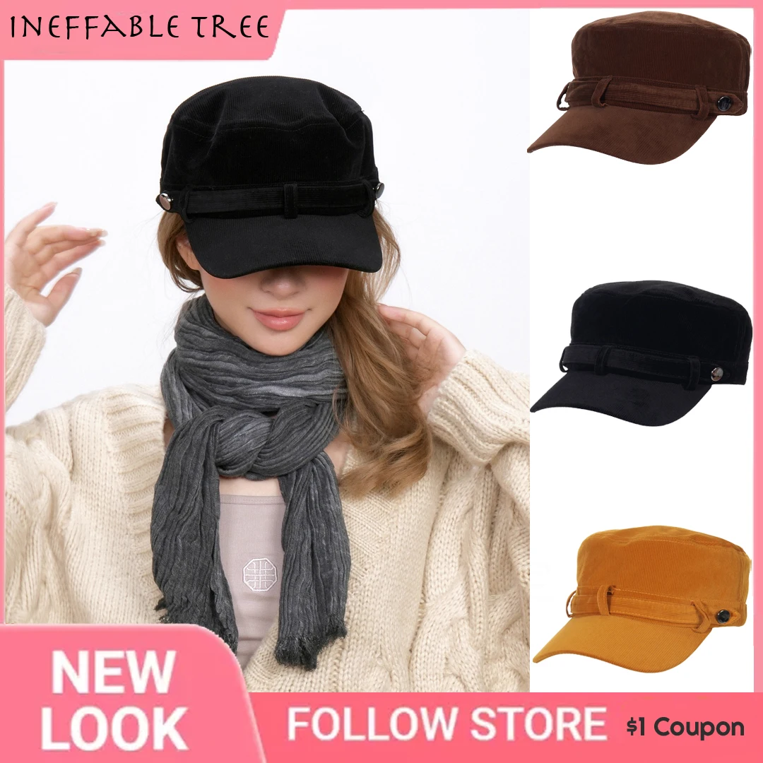 

Y2K винтажные повседневные вельветовые шляпы с плоским верхом для женщин и мужчин, регулируемые военные кепки, уличная шляпа от солнца, армейская кепка Snapback Gorras Hombre