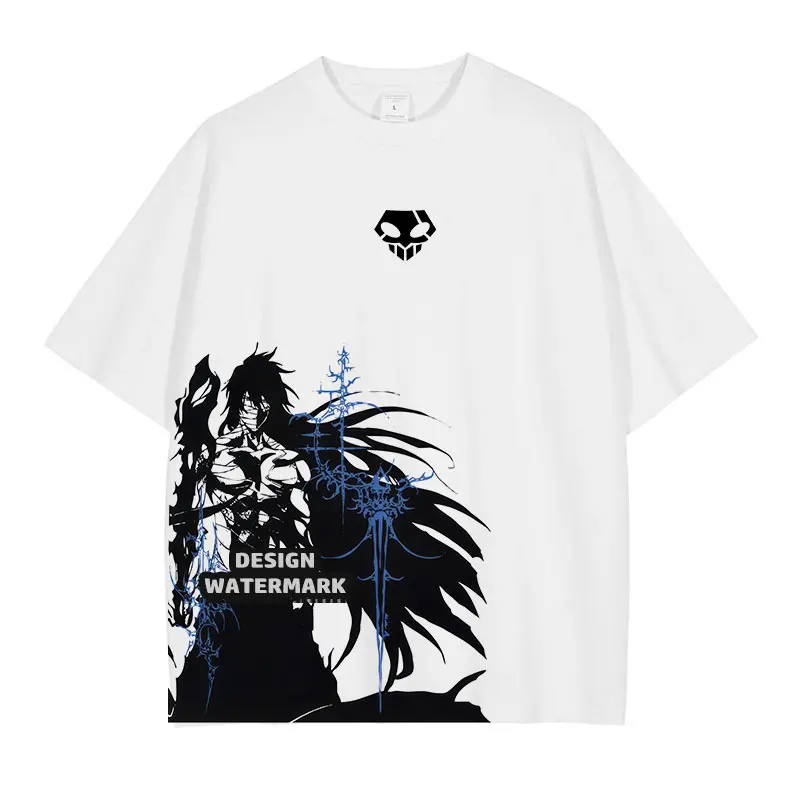 

Футболки с принтом аниме Bleach: Куросяки Ичиго, винтажные, с эффектом потертости, DTG-печать, оверсайз, манга-топы, для девочек и мужчин, 100% хлопок