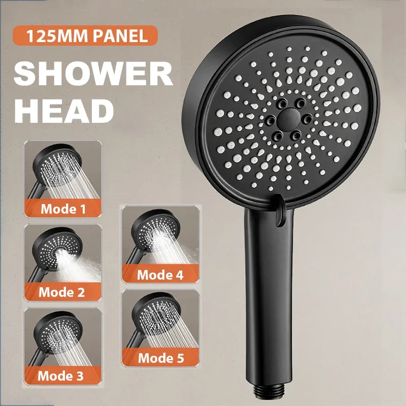 

12.5cm 5 Modes Big Panel Shower Head Adjustable High Pressure Rainfall Shower Set Water Saving Shower Head Bathroom Accessories