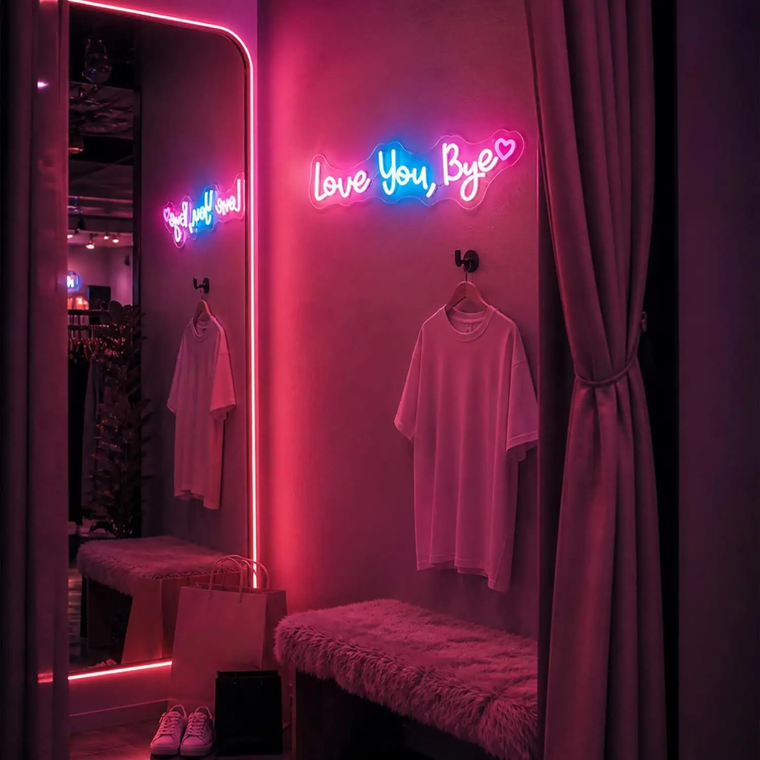 Love You Bye Neon Sign USB Dimmable LED Lights for Bedroom Cocktail Bar Beauty Salon Home Funny Couple Theme Wall Art Decor