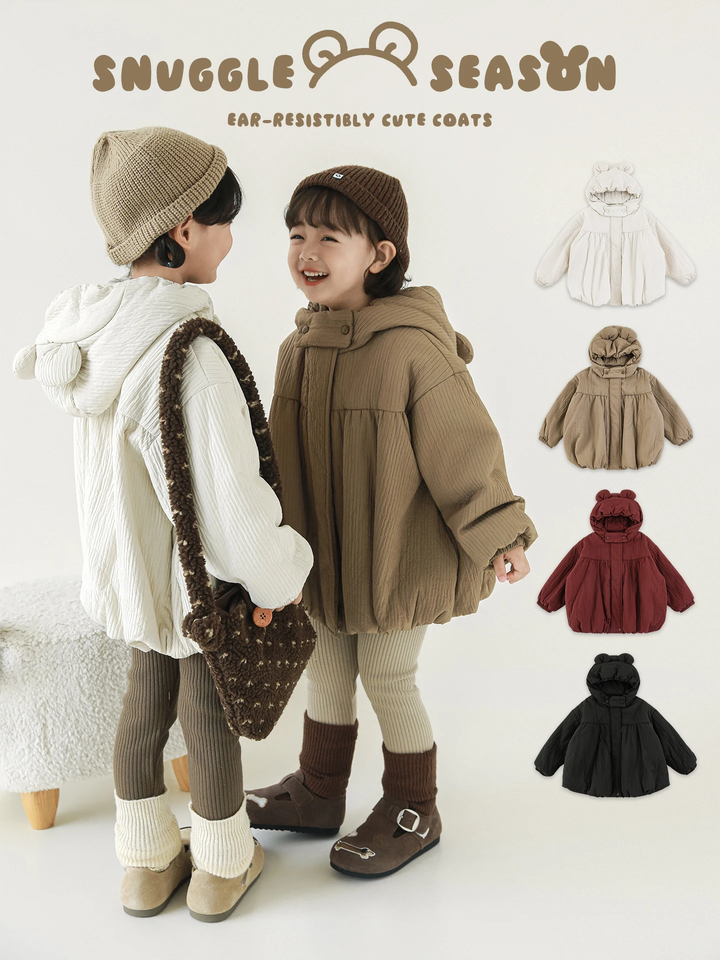

Toddler Girls 3D Padding Puffer Coat Plush Lined Windproof Thermal Hooded Jacket Winter 1-7Y 2025