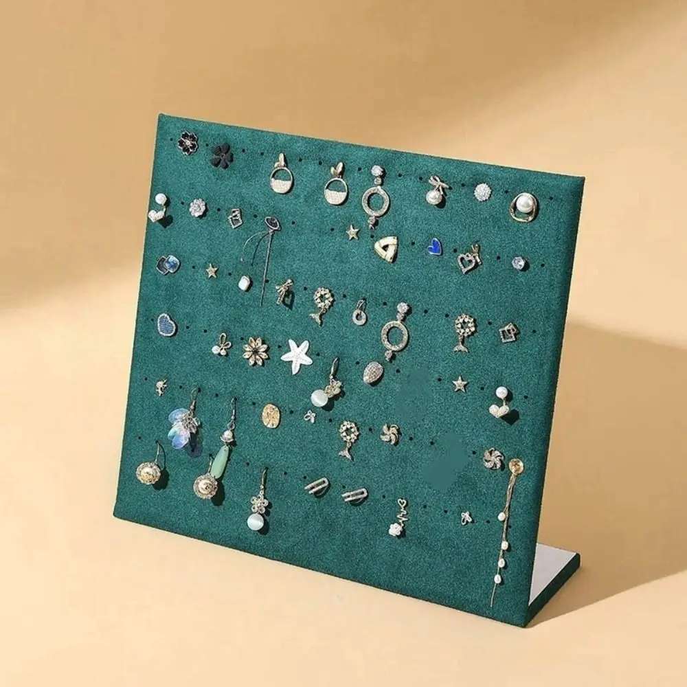 Useful Large Earring Display Shelf Flannel Wooden Earring Holder 12/24 Hooks Hanging Ear Stud Display Rack Jewelry Props