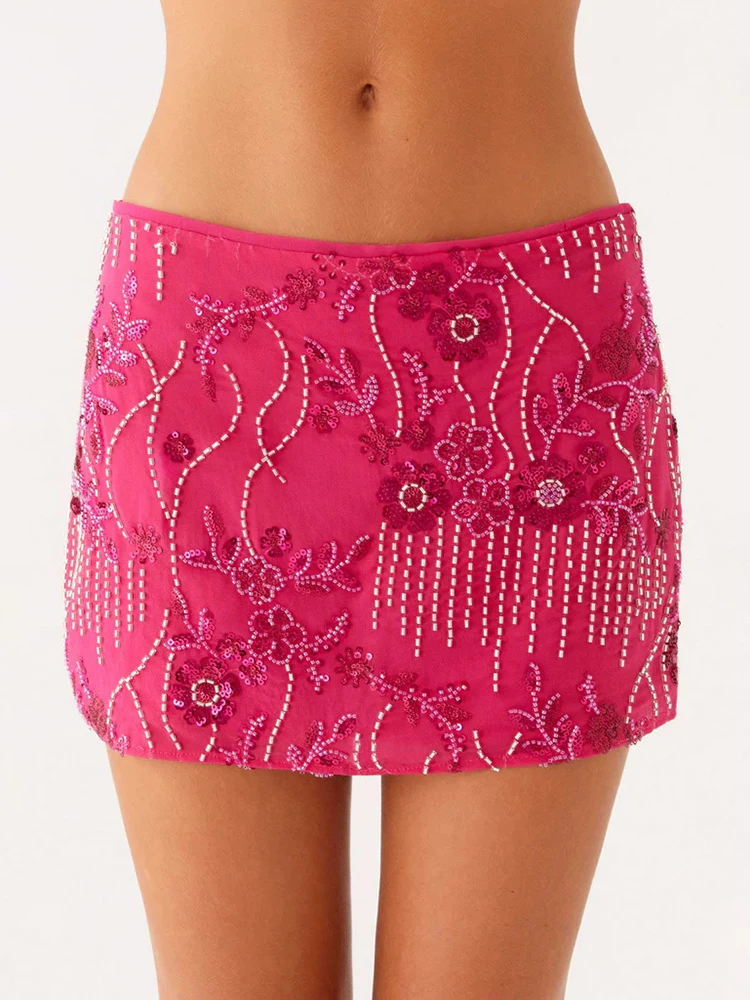 모지션 시퀸 섹시 미니스커트 여성 패션 스파클 로우 웨이스트 핫 스커트 여성 우아한 비치 클럽 파티 스커트 여성 하의