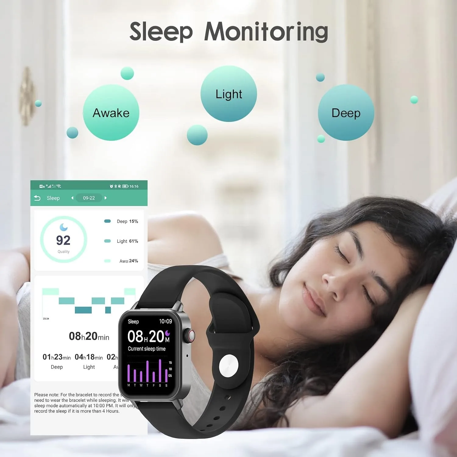 Kingstar นาฬิกาอัจฉริยะหน้าจอสัมผัสขนาด1.69นิ้วสำหรับผู้ชายผู้หญิง IP67กันน้ำสายรัดข้อมือฟิตเนสวัดอัตราการเต้นของหัวใจ