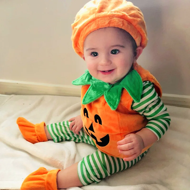 

Baby Halloween Rompers Infant Pumpkin Costume Newborn Cosplay 3pcs One-Pieces Suit Rompers for 0-3 Year Baby Party Clothing Suit