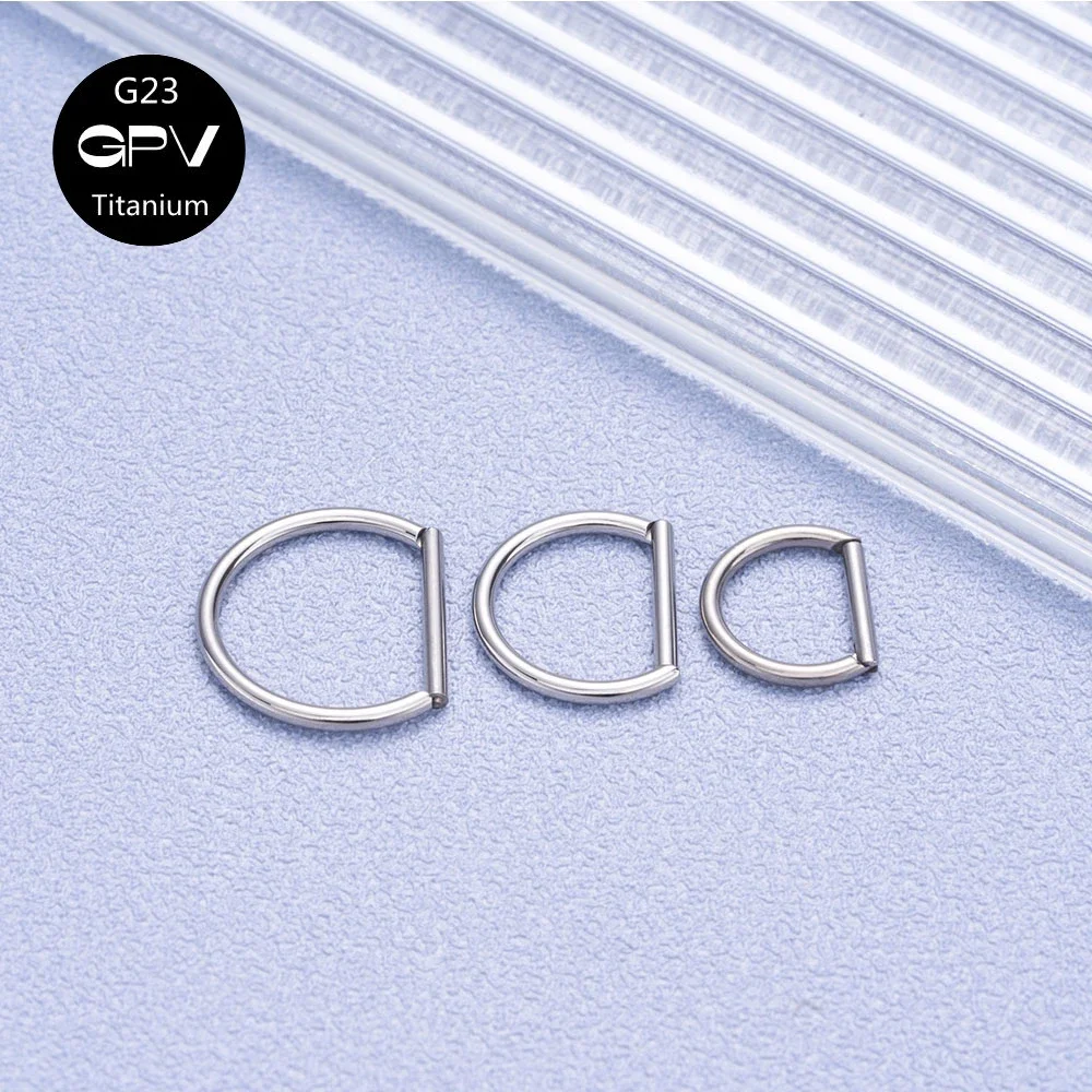 10PCS Titanium G23 Letter D nose Ring 16G Seamless Opening Ring Perforated Jewelry Men\'s And Women\'s Punk Highlighting Earrings