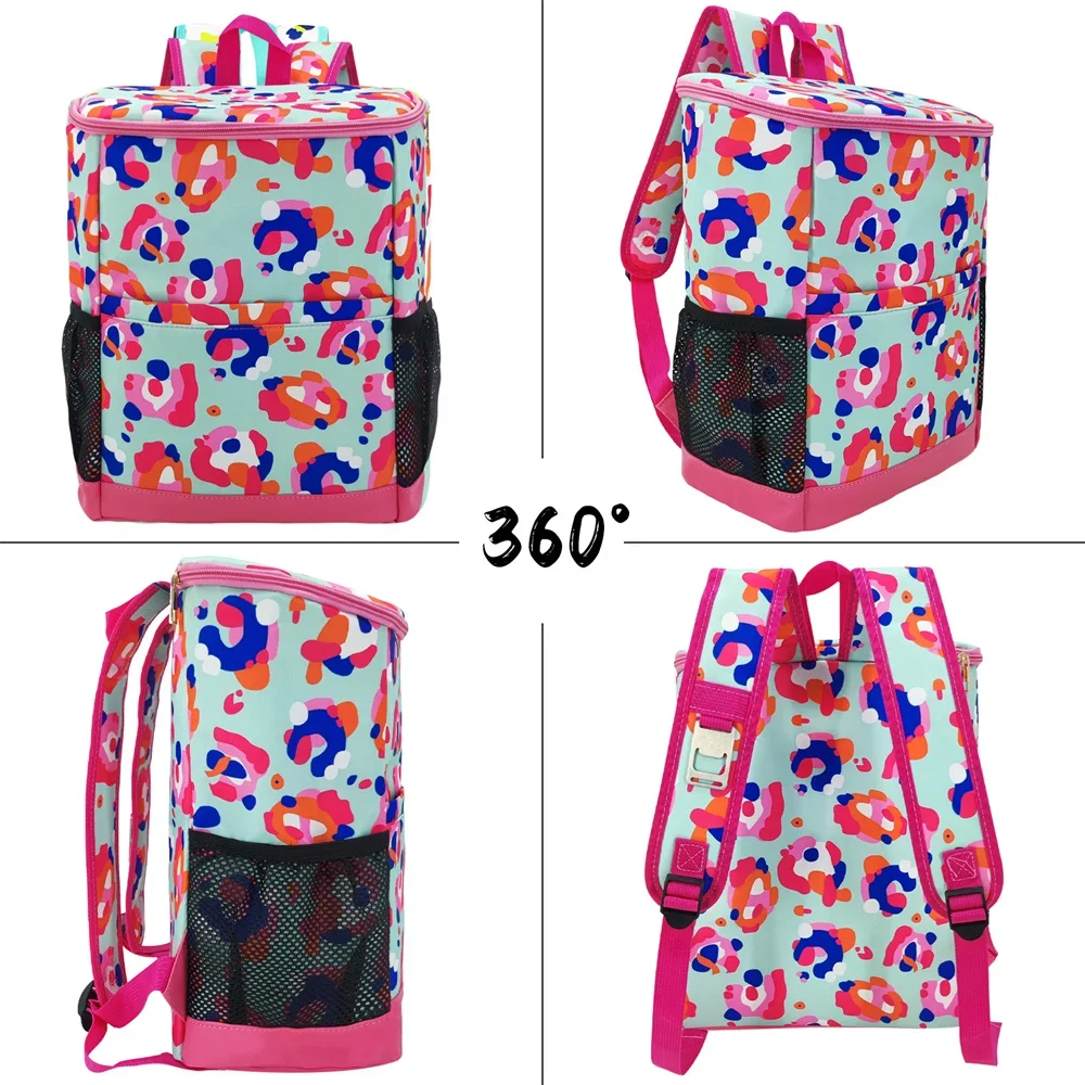 Large Capacity Insulated Cooler Backpacks Women Fashion Colorblock Print Insulated Backpack Men Picnic Waterproof Thermal Bag