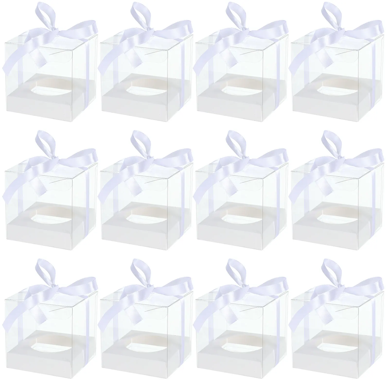 

30pcs Cake Boxes Clear Plastic 9x9x9cm Black Reusable Bakery Packing Mousse Display Portions Containers Transparent Lid Cake