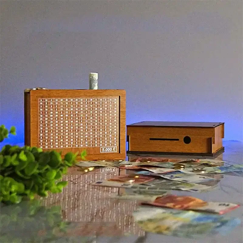 

Wooden Money Box Reusable Money Box with Money Saving Goals and Numbers Home Decor Engraved Wooden Money Box with Numbers