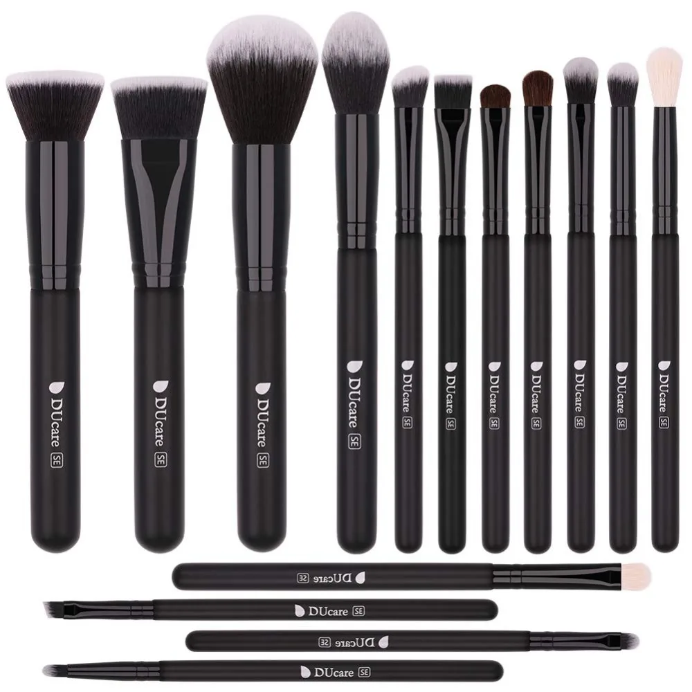 Makeup Brushes 15Pcs Premium Synthetic Kabuki Makeup Brush Set, Professional Foundation Concealers Powder Blush Blending Face E