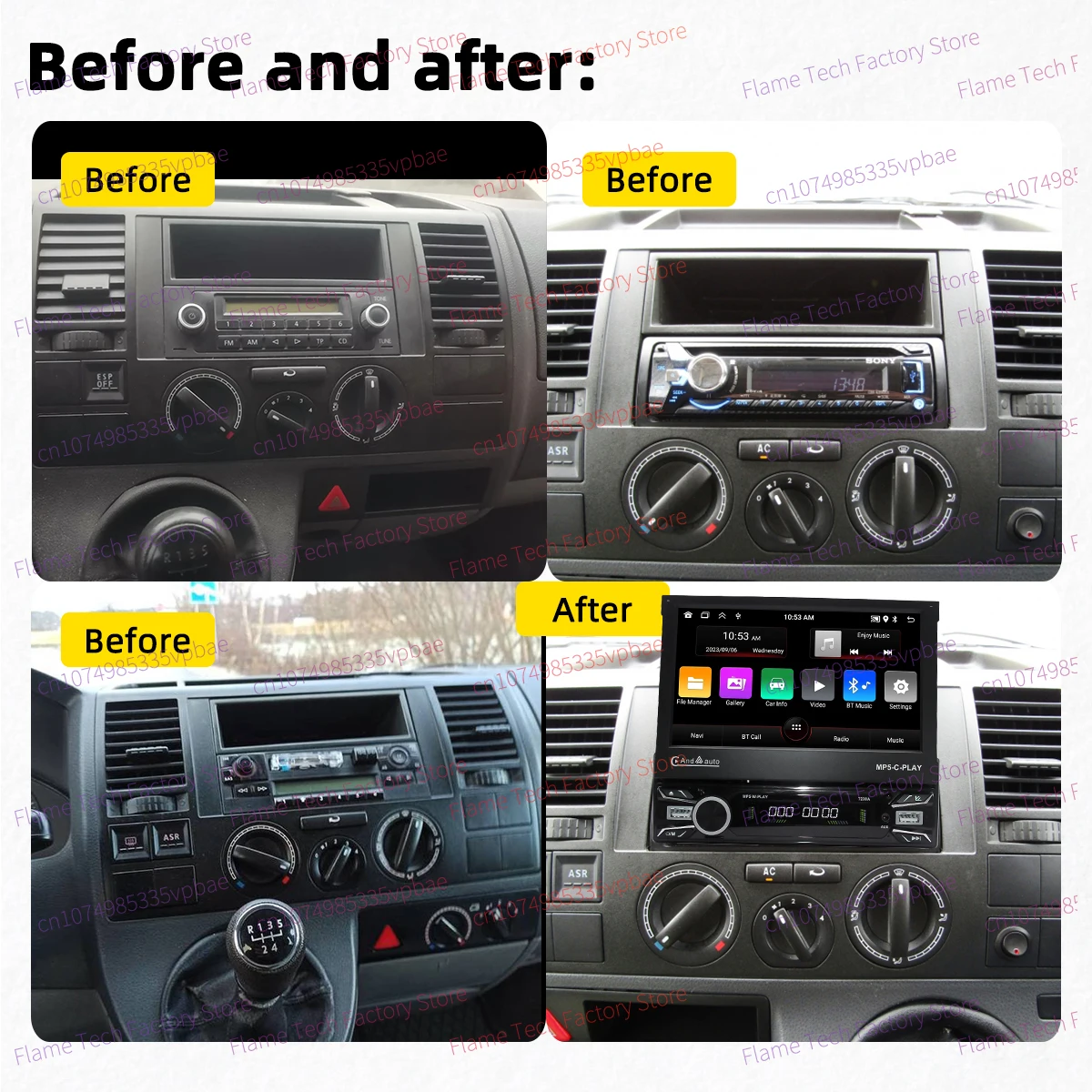 For VW Volkswagen Caravelle 5 Transporter Multivan T5 2004-2009 7