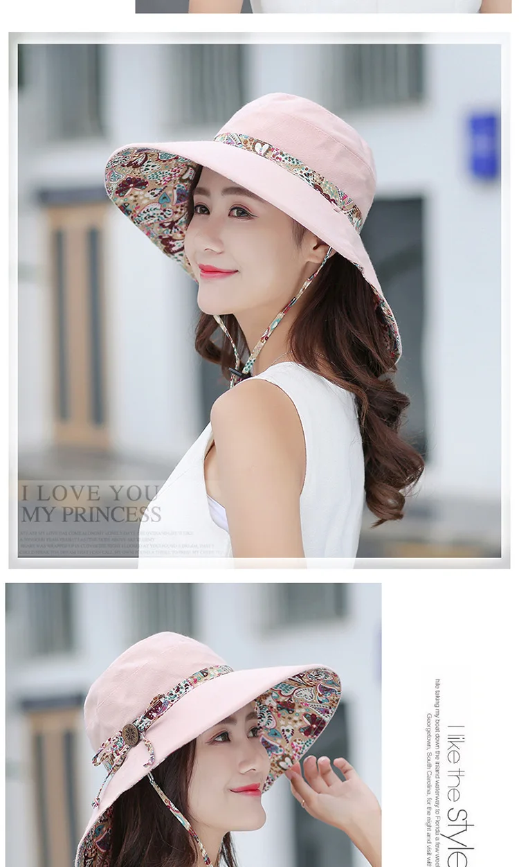 Bucket Hat, Panama Damen-Sonnenschutzhut im koreanischen Stil, Strandhut, winddichter, atmungsaktiver Hut, Hüte für Damen, Reisemütze S67 – Detail 12
