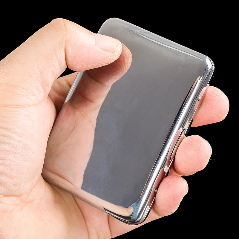 الفولاذ المقاوم للصدأ مرآة علبة السجائر الذهب الرجعية المحمولة جيب السجائر حزمة 18 علبة السجائر رجل المدخن هدية