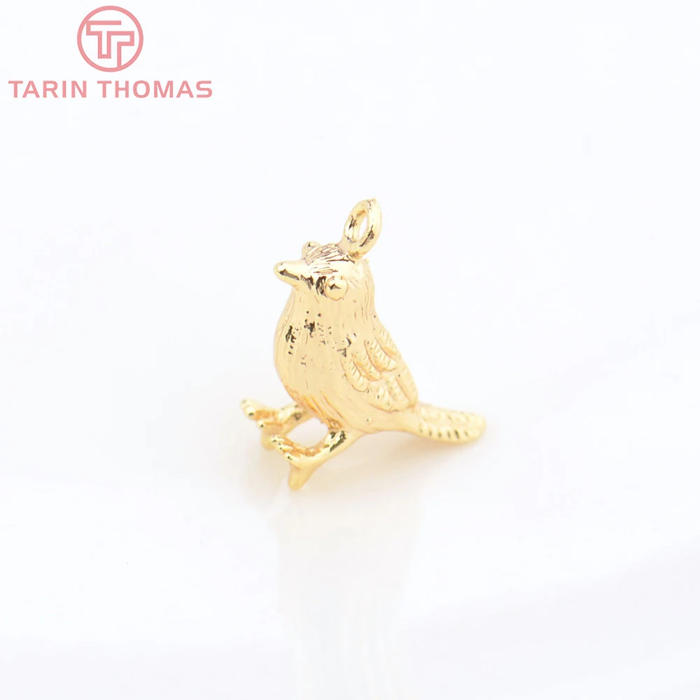 (1536) 6PCS 9x13MM Hole 1MM 24K Gold Color Brass Birds Charms Pendants High Quality Diy Jewelry Accessories Wholesale