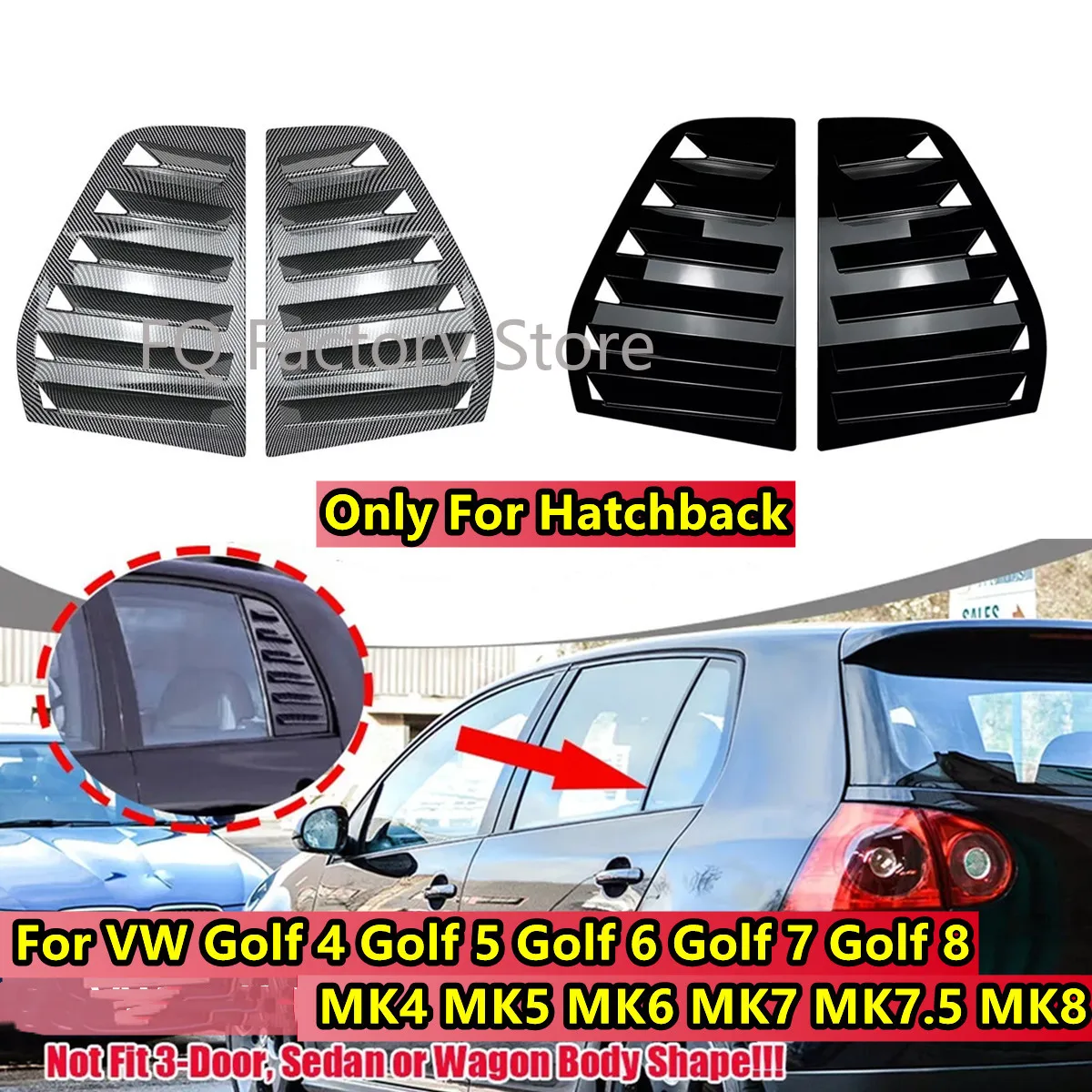 

Спойлер накладки на заднее боковое окно для VW Golf 4 Golf 5 Golf 6 Golf 7 MK4 MK5 MK6 MK7 MK7.5 MK8 Крышка жалюзи вентиляционных отверстий