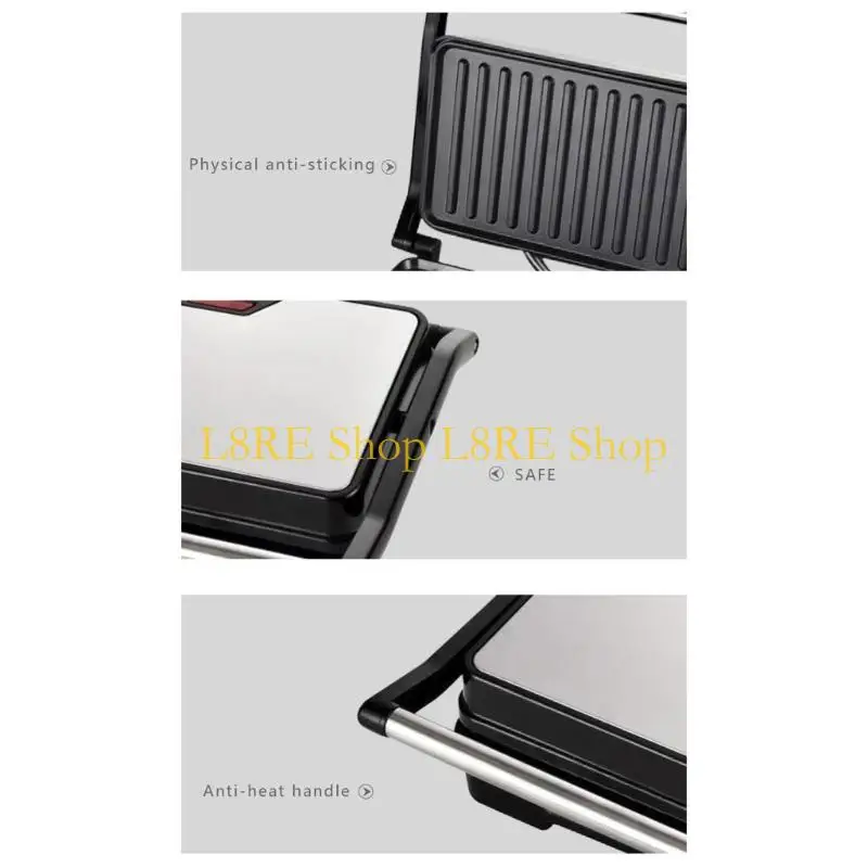 LED 지표가있는 L8RE 전기 그릴 파니니 프레스 샌드위치 메이커 스테인리스 스틸 터치 핸들 와플 토스터