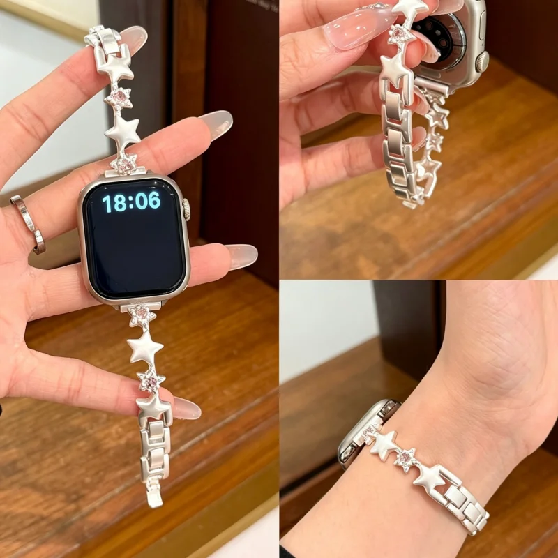 Star Studded Diamond Metal Strap Suitable for Apple iWatch Strap 38mm 40mm 41mm 42mm 44mm 45mm 49mm Fashionable Strap - view 3