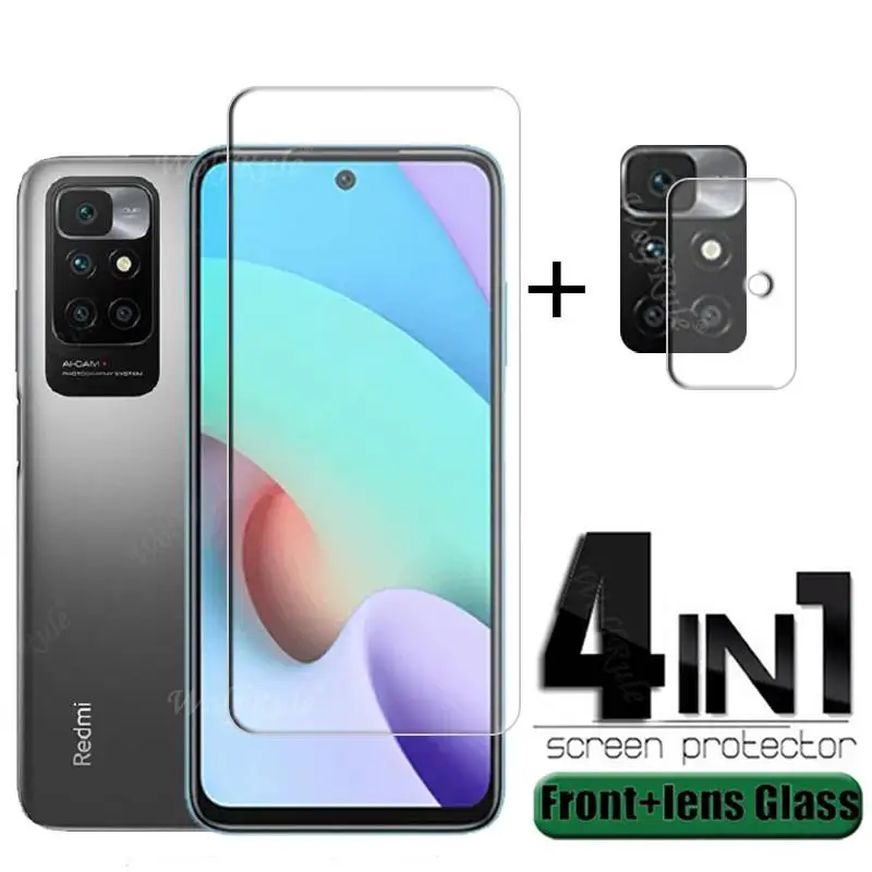 

4-in-1 For Xiaomi Redmi 10 Glass For Redmi 10 Tempered Glass Transparent HD Film Screen Protector For Redmi 10 Camera Lens Glass
