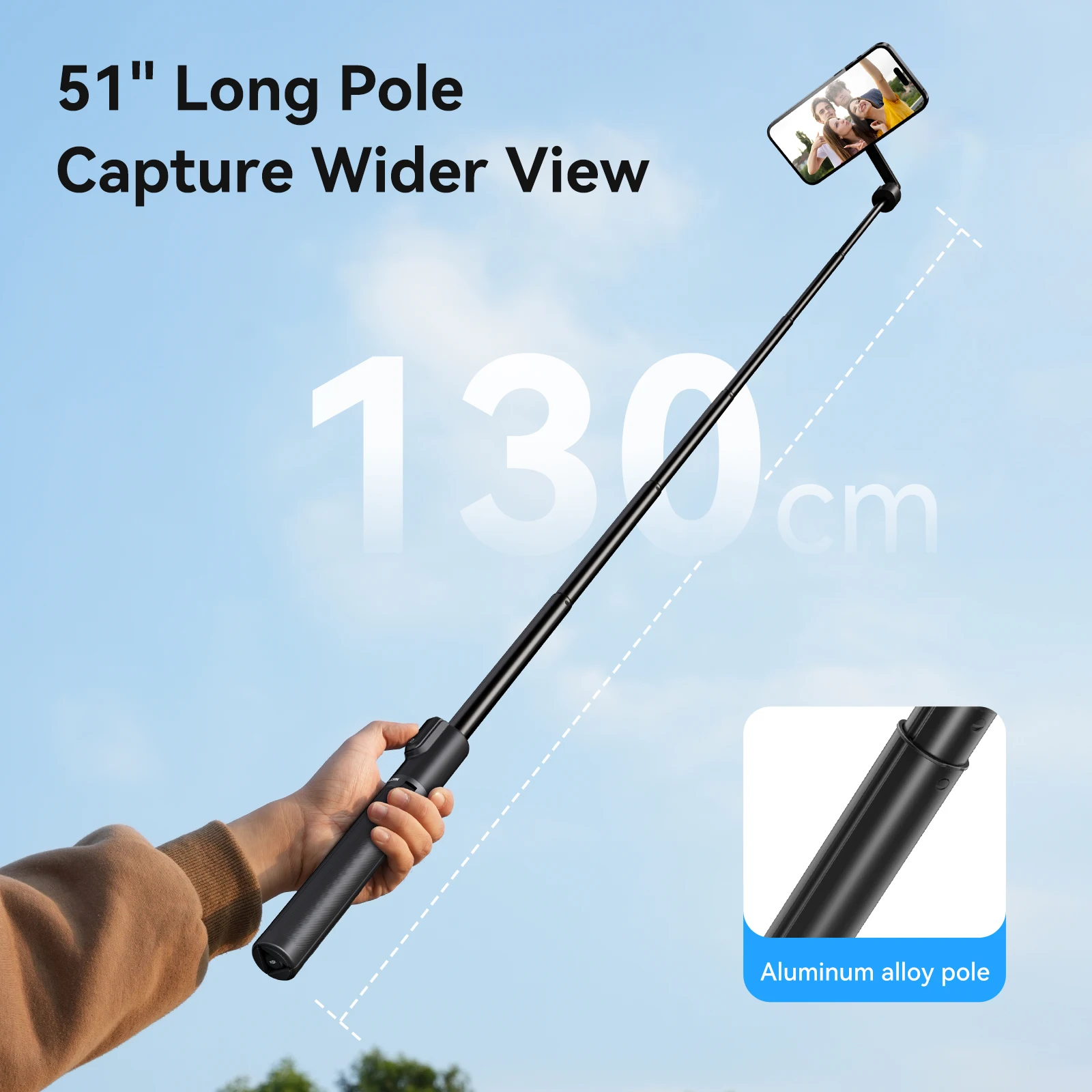 TELESIN 1.3M Magnetic Selfie Stick Tripod with Bluetooth Remote For Iphone 15 14 13 12 11 XIAOMI HUAWEI SAMSUNG For Smart phone