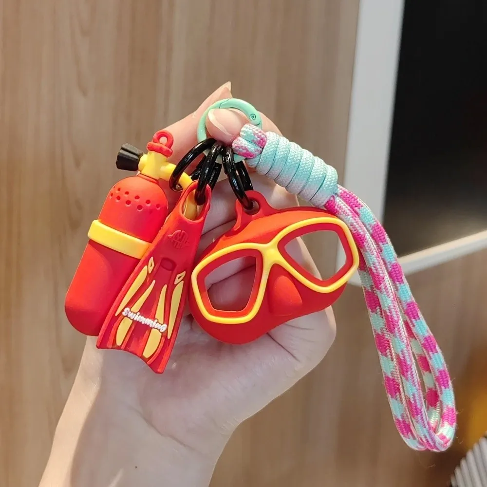 Funny Diving Series Keychain Colorful Fashion Diving Mask Bag Pendant Creative Backpack Decor Oxygen Cylinder Keyring Gift