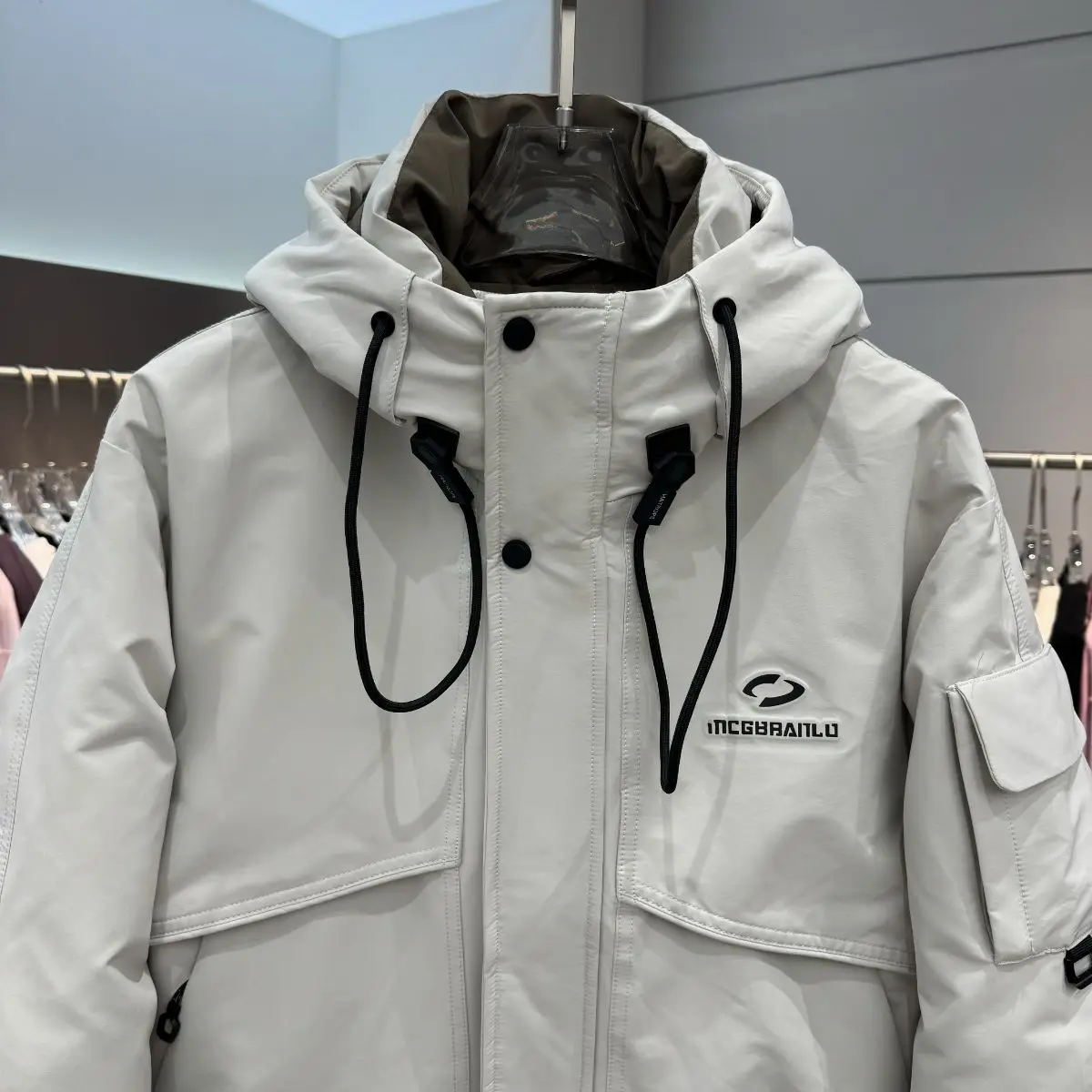 

Winter Men's Hooded down Jacket Korean Trendy Brand 90 White Duck down Cold Resistance Warmth Tactical Coat Outerwear