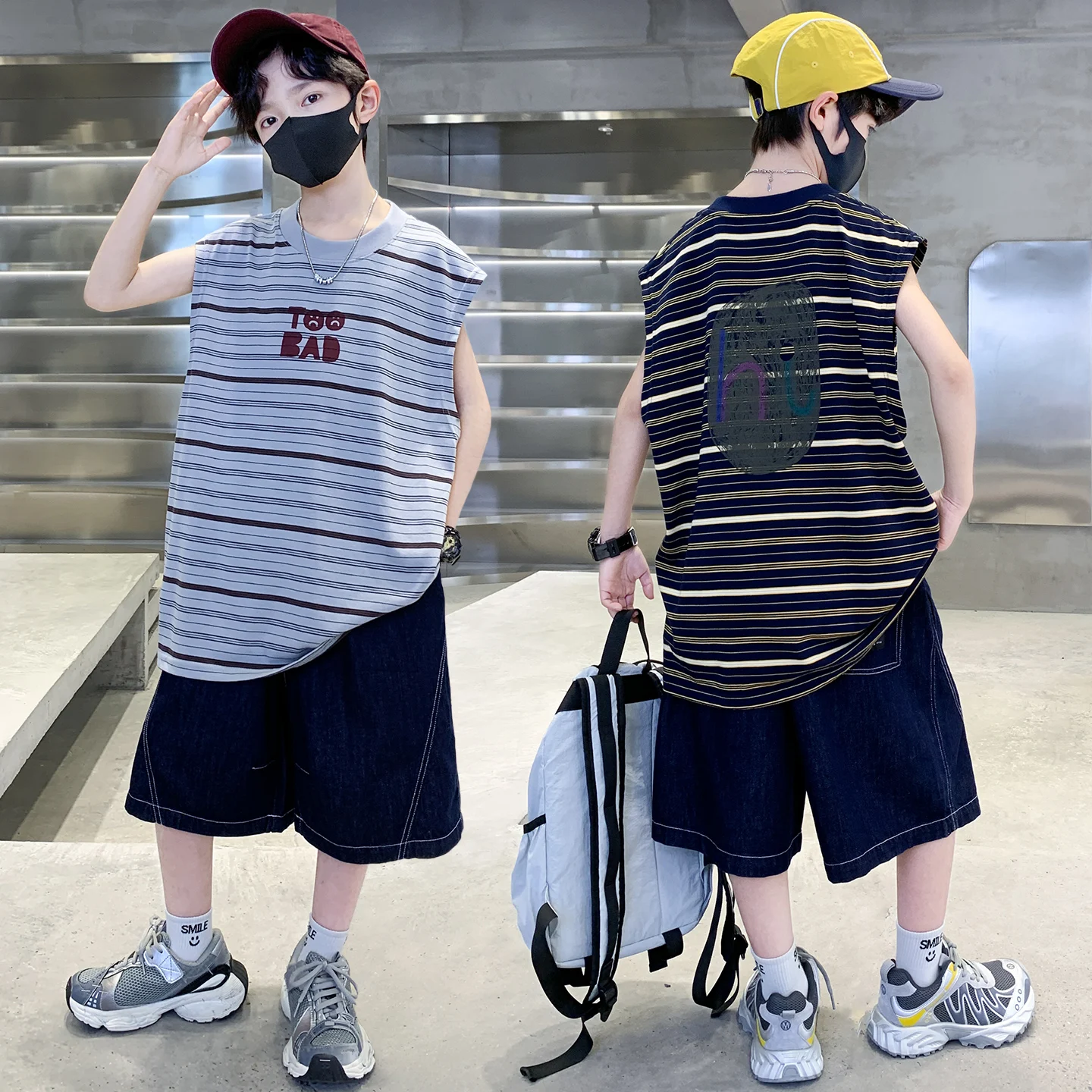 Boys Summer Sleeveless Sports Set Quick Dry Cool Feeling Breathable Comfortable 2-Piece Casual Outfit for Kids And Teenagers