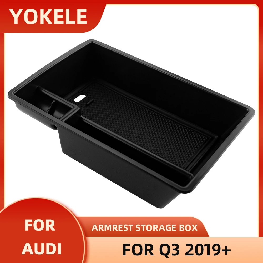 ABS Car Central Armrest Storage Box Tray Case Holder for Audi Q3 F3 Sportback 2019 2020 2021 Container Organizer Accessories