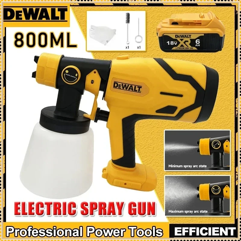 

Dewalt Cordless Electric Spray Gun 800ML Portable Paint Sprayer High Power Auto Furniture Coating Airbrush Tool For 18V Battery