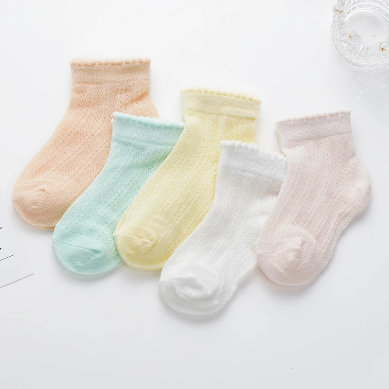 Newborn Soft And Comfortable Skin-Friendly Casual Socks High Elastic Mid-Tube Socks Children's Candy Color Breathable Mesh Socks