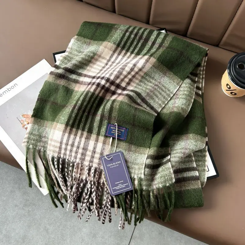 Herbst-Winter-Schal mit klassischem Karomuster, hochwertige australische Kunstwolle für Paare, Instagram-Stil, warm
