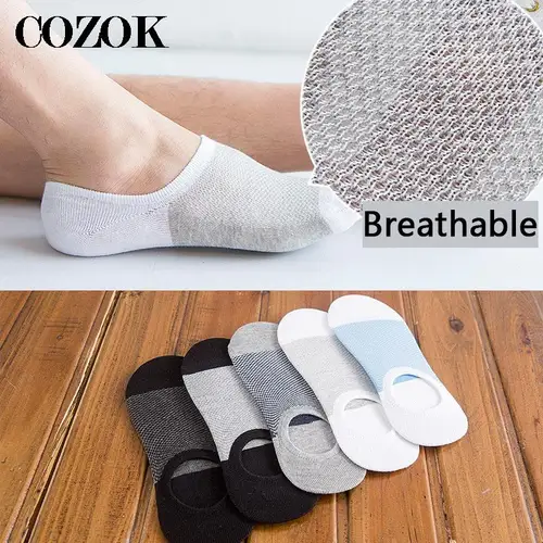 Imagen 2 del producto 5 pares nuevos calcetines de compresión invisibles de silicona antideslizantes de fibra de bambú a la moda para hombre calcetines tobilleros para hombre calcetines de algodón Meias para hombre