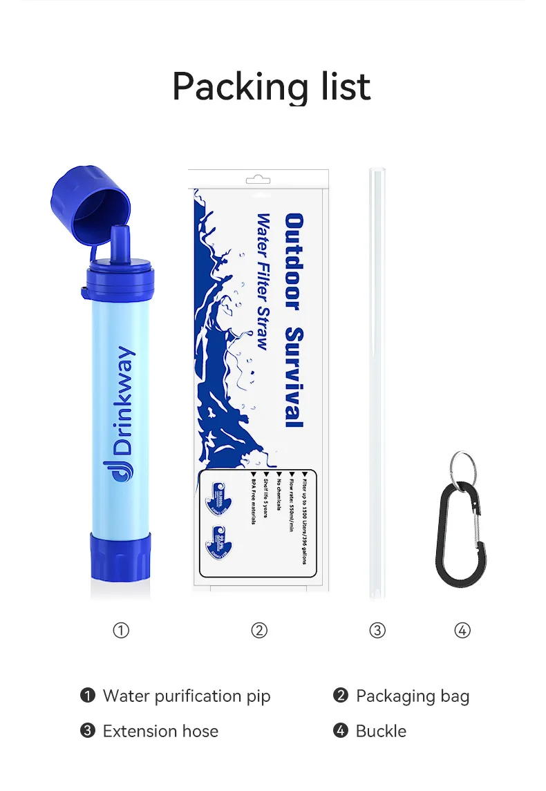 Outdoor Camping Survival Portable Direct Drinking Filter Straw Water Purifier