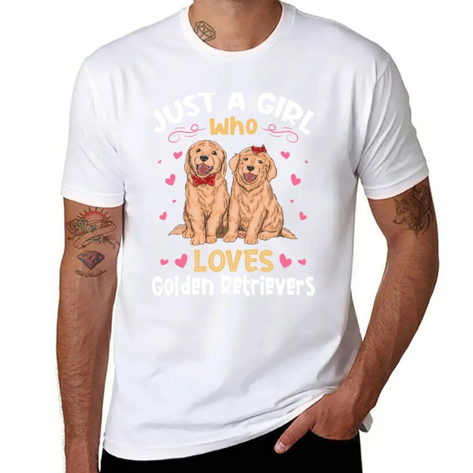 

Just a Girl who Loves Golden Retrievers T-Shirt man t shirt summer funny t shirts dark humor T-Shirt