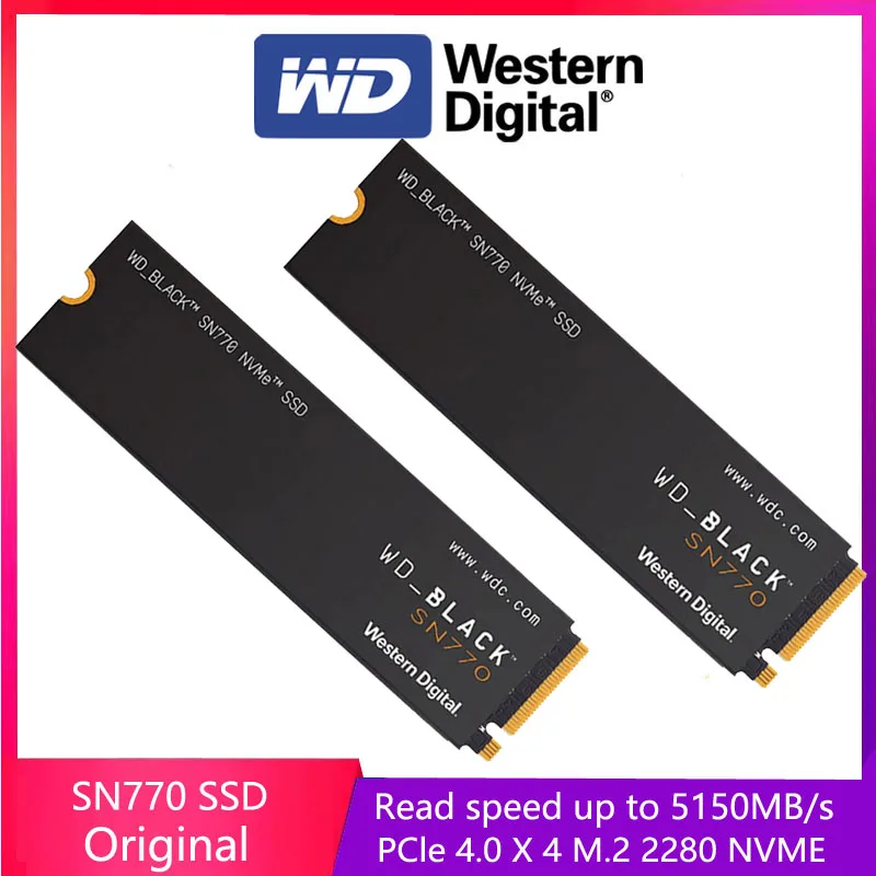 Western Digital WD BLACK SN770 NVMe SSD 2TB 1TB 500GB 250GB Internal Gaming Solid State Drive Gen4 PCIe M.2 2280 up to 5150 MB/s