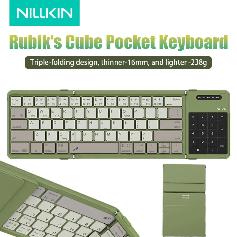 NILLKIN Foldable Bluetooth Wireless Keyboard with Touchpad Compact and Portable For ipad Tablets Smartphones and Computers