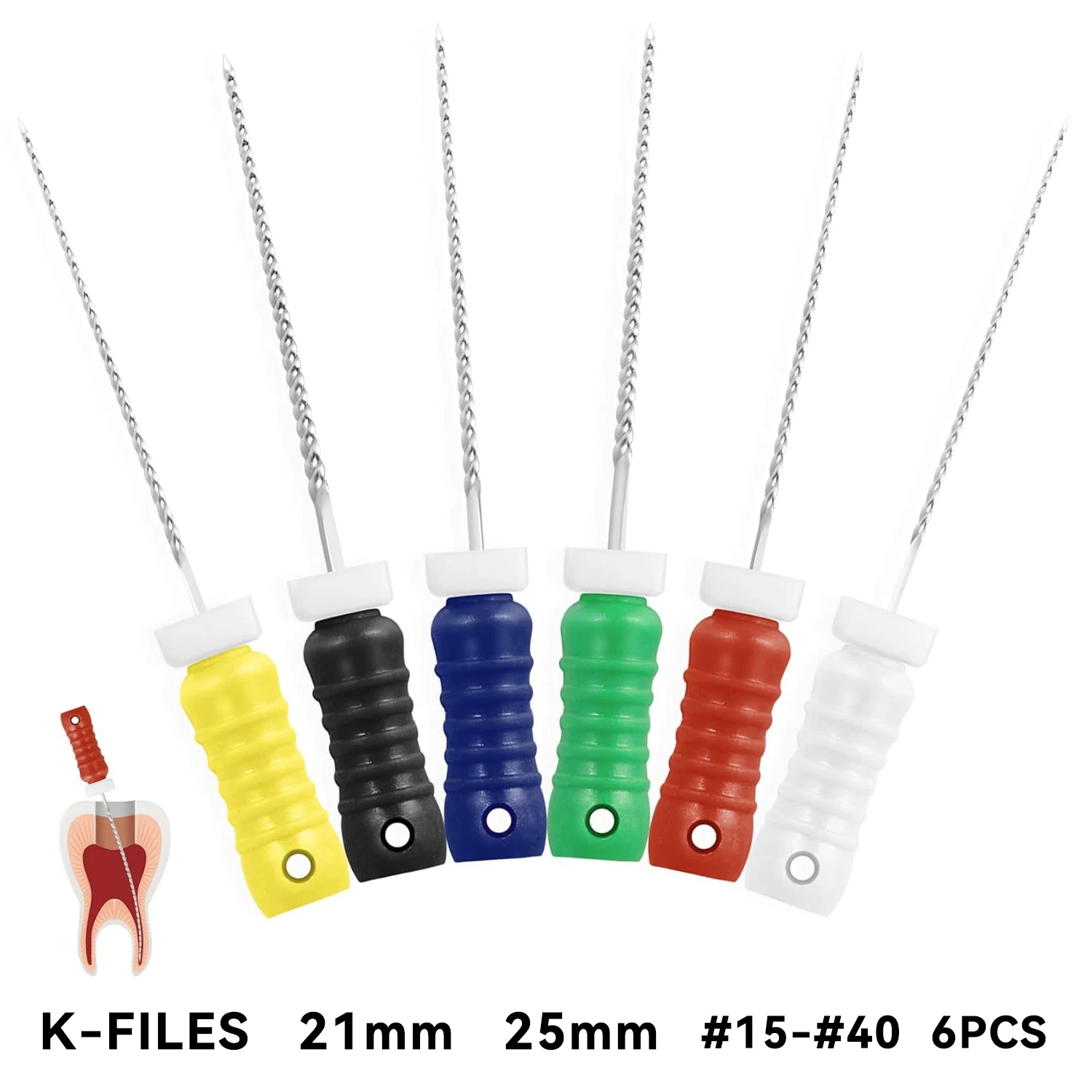 

6PCS/Box Dental Hand Use K-Files Stainless Steel Endodontic Root Canal Files 21mm/25mm Endo Files Dentistry Lab Tool